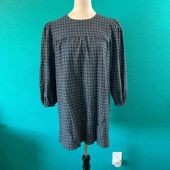 Reformation Jeans Celina Grid Deadstock Flannel Miniskirt Mini Tunic Dress Sz M - Picture 2 of 5